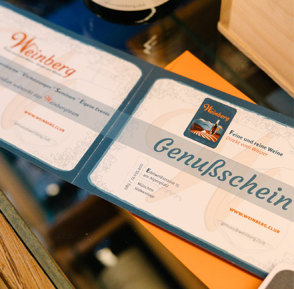 Eine tolle Geschenkidee: Weinberg Genußscheine - digital zum Selbst-Ausdrucken oder als wertige Versandkarte